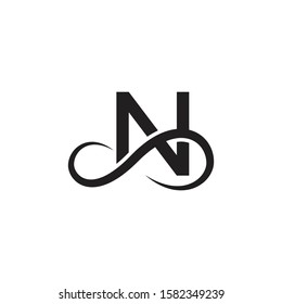 infinity letter n logo vector black color