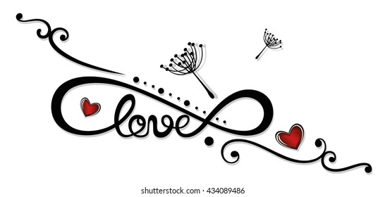 Infinity and lettering with hearts, Tattoo for Valentines Day