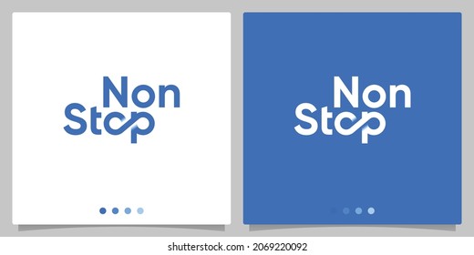 Infinity Lettering logo non stop symbols on blue and white background. Editable. Premium Vector