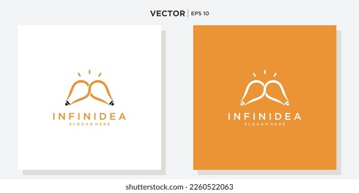 infinity light bulb idea color line logo design
