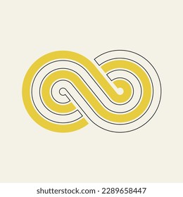Infinity line sign, abstract geometric poster, vector linear, outline template. Eternity flat contour logo