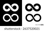 Infinity line symbol on the black and white background. Vector illustration