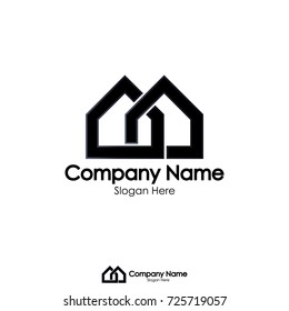 Infinity Link Share House Home Real Estate Logo Template. Initial Letter AA Concept