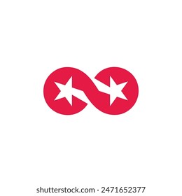 Vector de logotipo simple de estrellas swoosh enlazadas infinitas 