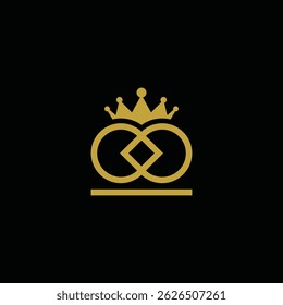 mapa local do infinity e coroa king queen logotipo design gráfico vetor