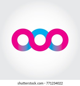 Infinity Logo With 3 Circles In Pink And Blue Color.