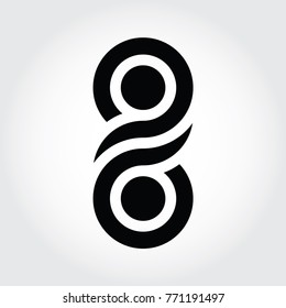 infinity logo, 8 number, abstract design icon, sign, symbol made with lines and circle.