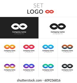 Infinity logo abstract vector design. Loop shape identity set icon for company or brand on gradient background. Colorful emblem on isolated white background.