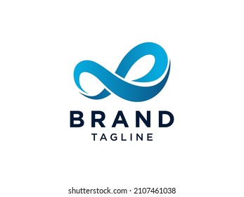 Infinity Logo. Blue  with Circular Line  Combination isolated on White Background. Usable for Garment and Handmade Logos. Flat Vector Logo Design Template Element.