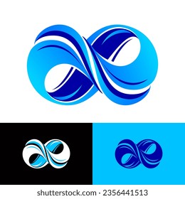 Logo Infinity. Forma de entrelazado azul, infinito, elementos girados en bucle.