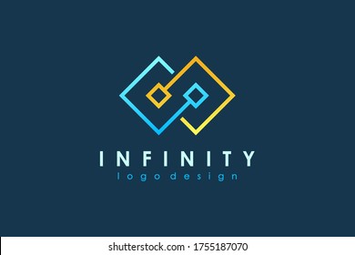 Infinity Logo Blue Yellow Geometric Square Stock Vector (Royalty Free ...