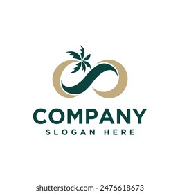 infinity logo and coconut tree, logo icon and vector