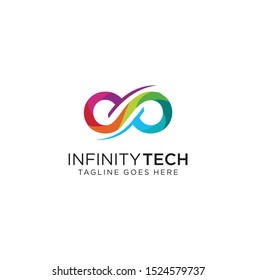 Infinity Logo with color gradient Design Vector Stock . Limitless Logo