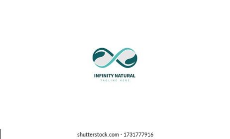 Unendliches Logo-Design kombiniert mit Blättern. Vektor