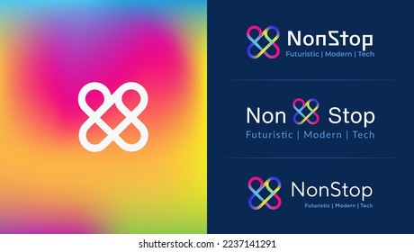 Infinity Logo design concept. Non Stop the Futuristic, Modern, Tech Logo. Infinity Logo template, Non stop logo template. Use for Web, Tech Companies, Corporate, Business.