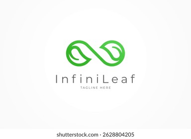 Infinity Logo Design, Infinity with leaf combination, infinity design template element, vector illustration