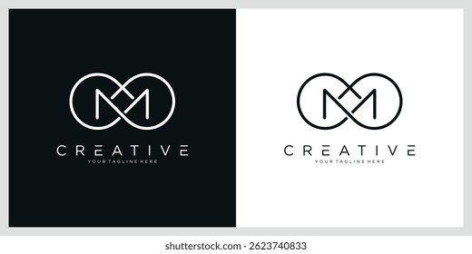 Infinity Diseño de logotipo, letra M con combinación de icono infinito.