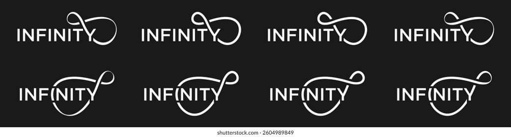Infinity logo design, wordmark Infinity icon combination, vector illustration