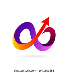 infinity logo forming growth arrow symbol