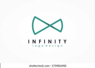 Logo Infinity. Estilo de línea geométrica verde aislado en fondo blanco. Usable para Logos de Negocios y Tecnología. Elemento de plantilla de diseño de logotipo de vectores planos.