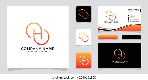 Infinity logo H Vector Design template with business card design