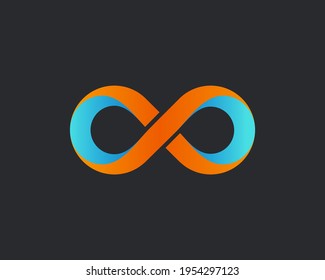 Infinity Logo isolated on Black Background. Usable for Business and Technology Logos. Vector Logo Design Template Element.