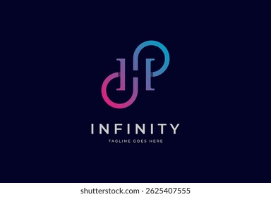Infinity-Logo, Buchstabe H mit Infinity-Kombination, geeignet für Technologie-Marken- und Firmenlogo-Design, Vektorgrafik