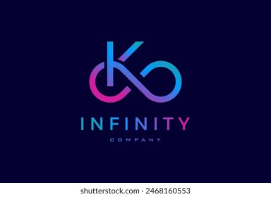 Infinity Logo, Letra K con combinación Infinity, apto para tecnología, diseño de logo de marca y empresa, Ilustración vectorial