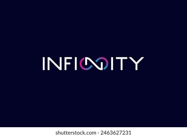 Infinity-Logo, Buchstabe N mit Infinity-Symbolkombination in Infinity-Typografie, Vektorillustration