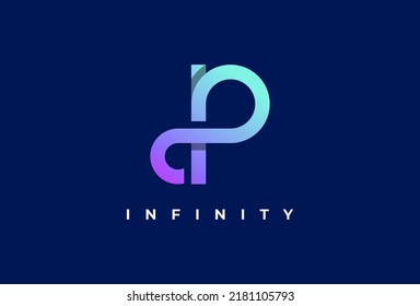 Infinity Logo, letter P with infinity icon combination, suitable for technology, brand and company logo, vector illustration	
