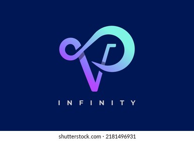 Infinity Logo. letter V with infinity icon combination. suitable for technology, brand and company logo, vector illustration