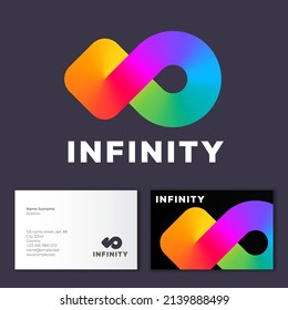 Infinity logo, like rainbow ribbon. Infinity abstract emblem. Identity and business card.
