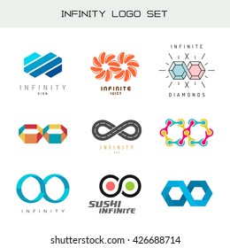 Infinity logo set. Infinity color symbols. Infiniti logos.