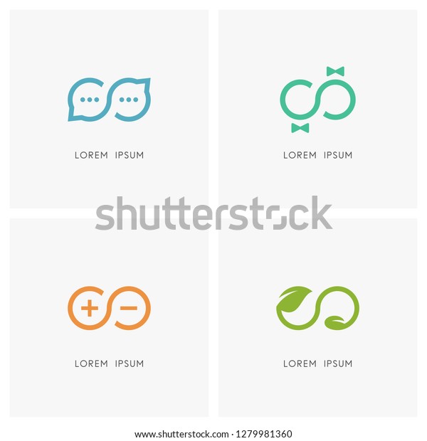 Infinity Logo Set Good Conversation Man Stock Vector Royalty Free