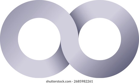Símbolo del logotipo del infinito Color metálico plateado