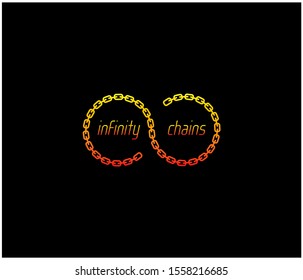 infinity logo and symbols with chains, hot logo vector isolated on black
