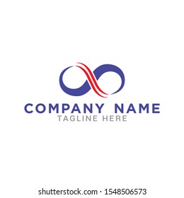 Infinity logo template in blue and red