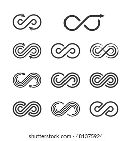 Infinity Logo Template Set. Infinite Symbol Icon Collection. Vector