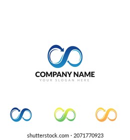 Infinity logo, unlimited loop icon, arrow infinity design