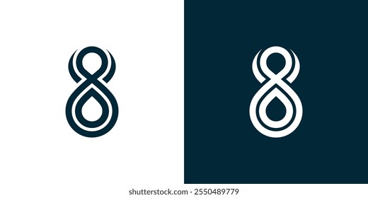 Logotipo del infinito, logotipo de la gota de agua, logotipo número 8, combinación del logotipo