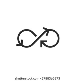 Infinity loop arrows, linear icon. Endless process and continuous flow. Editable stroke width
