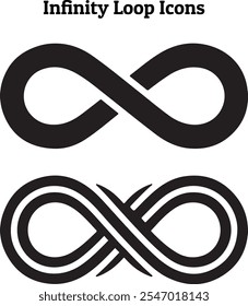 Infinity Loop Icons, Silhouette Vector Art