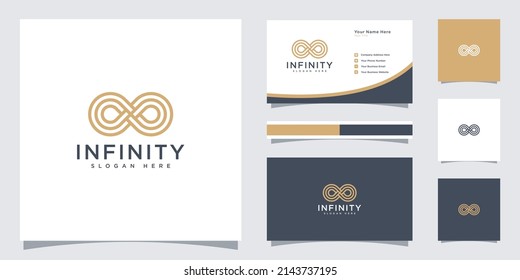 bucle infinito con símbolo de estilo de arte de línea y tarjeta de negocios