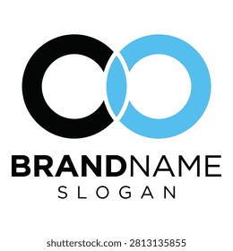 Infinity loop logo design with brandname and slogan text icon