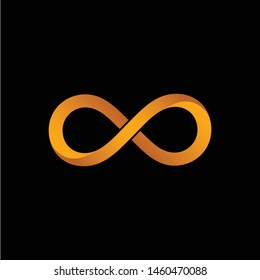 Infinity loop logo icon black and orange. vector illustration.