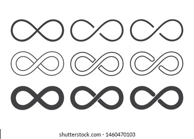 Infinity loop logo icon black and white. vector illustration.