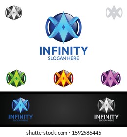 Infinity loop logo icon. Vector unlimited infinity, endless line shape sign