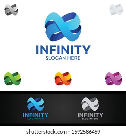 Infinity loop logo icon. Vector unlimited infinity, endless line shape sign