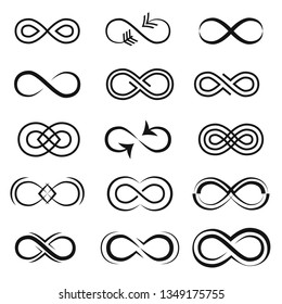 Infinity loop. Set of web icons black on white background. Outline synbols. Vector illustration.