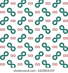 Infinity loop symbol trendy repeating pattern green brown vector illustration background